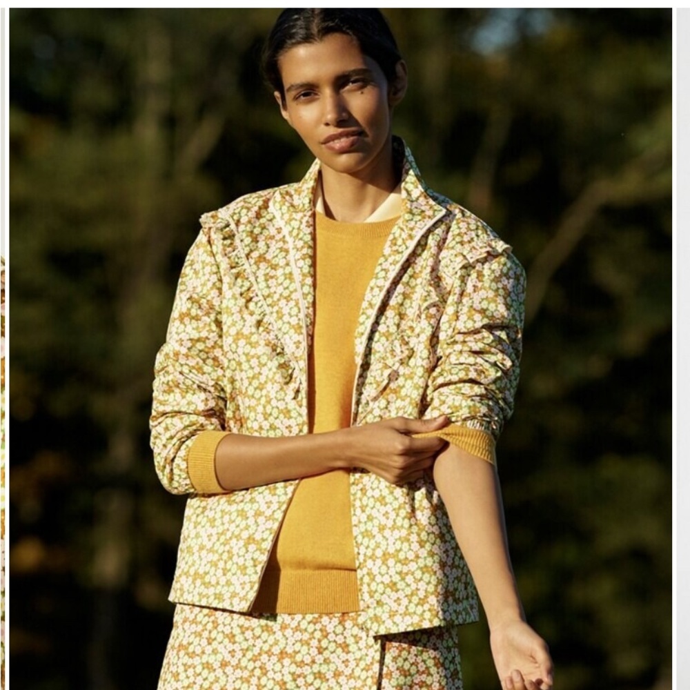 Tory Burch Printed Ruffle Windbreaker in ridge floral collage